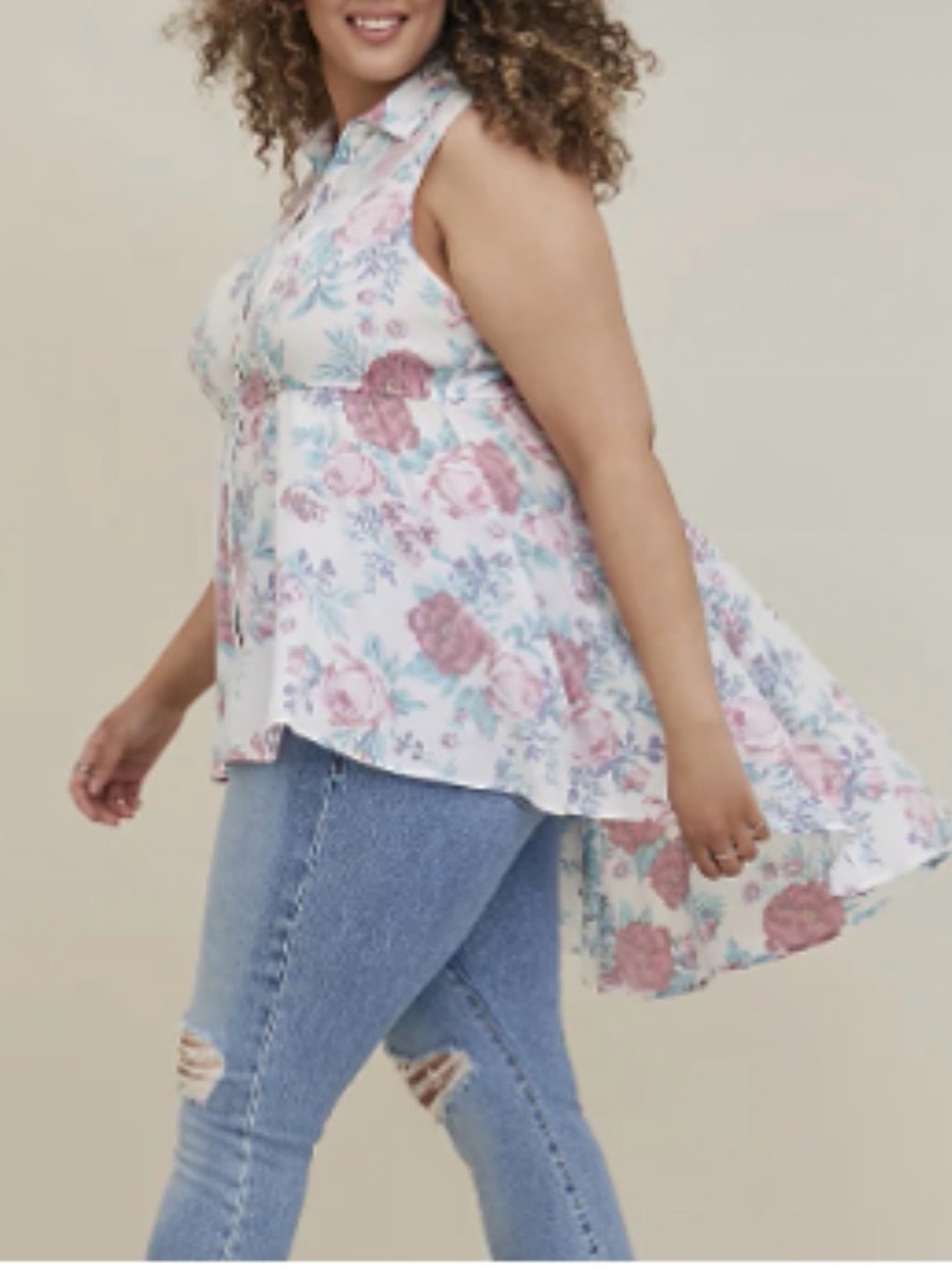 🌟HOST PICK!🌟 BNWT 🌸 TORRID Babydoll Poplin Button-Front High-Low Shirt - Picture 7 of 10